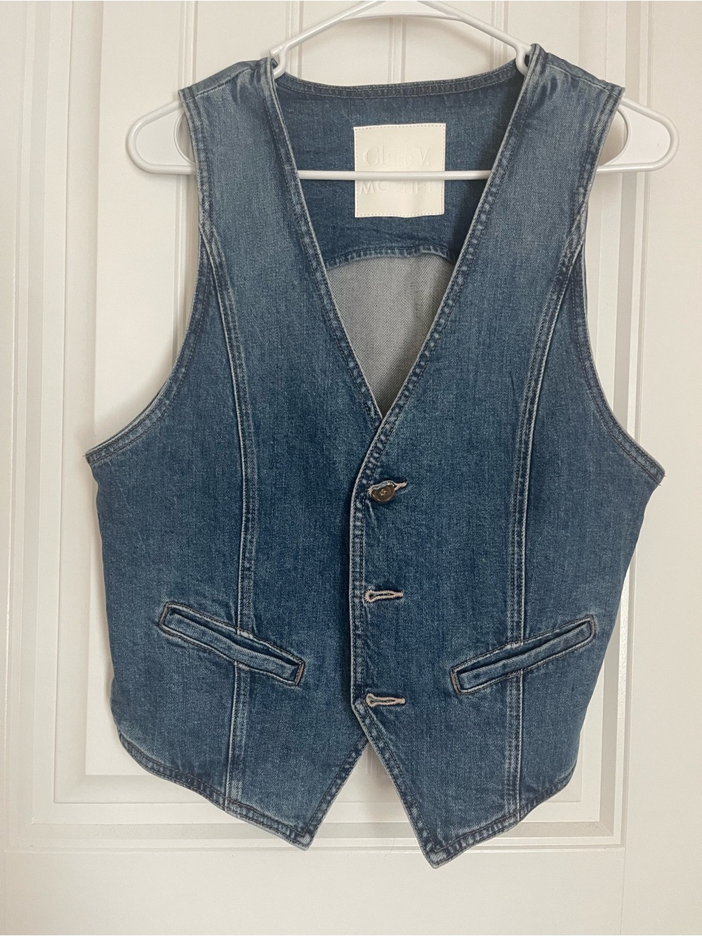 MOTHER Denim Vest in Washed Blue